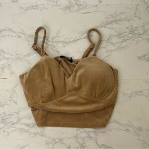 Jolie and Joy Spaghetti Strap Padded Crop Top Womens M Brown Suede Velour​​​